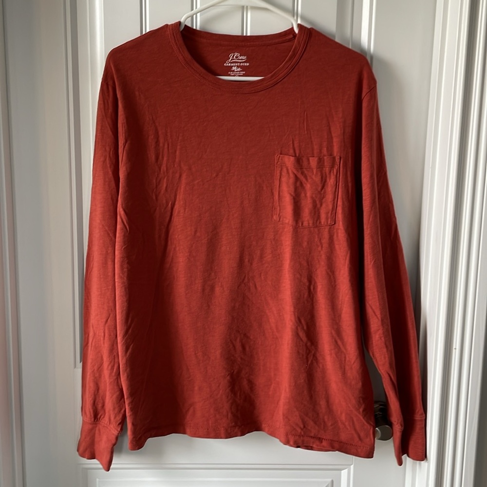 J. Crew Garment-Dyed Knit Goods Rust Long Sleeve T-shirt (Size Medium)